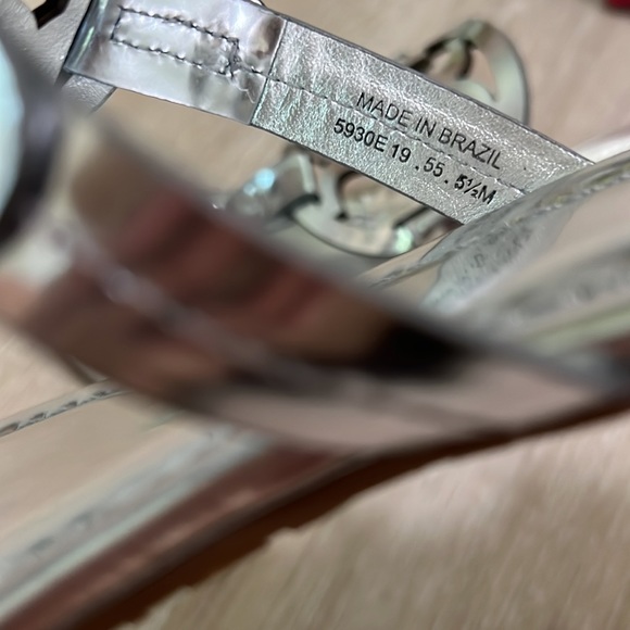 Tory Burch Miller Mirror Metallic Silver Sandals - Picture 8 of 10